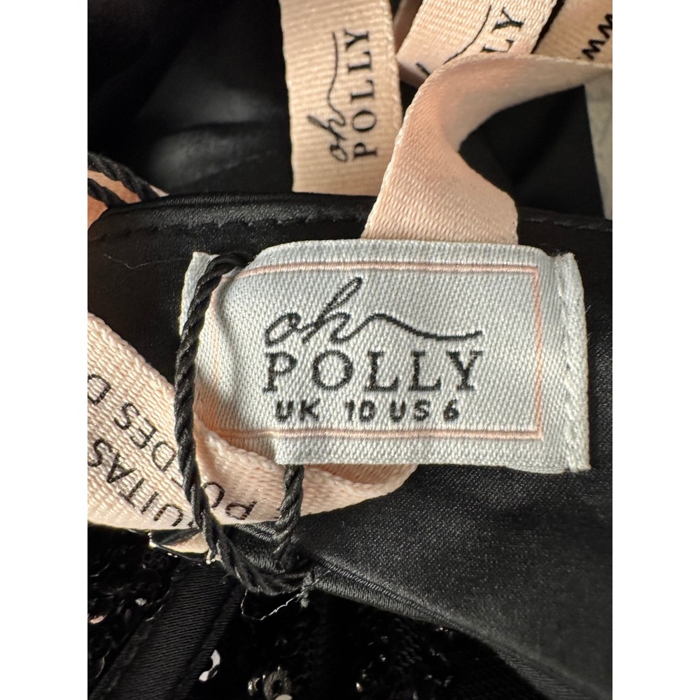 Oh Polly Black Sequin Corset Mini Dress Sweetheart Neckline US 6 NWT - Picture 9 of 11